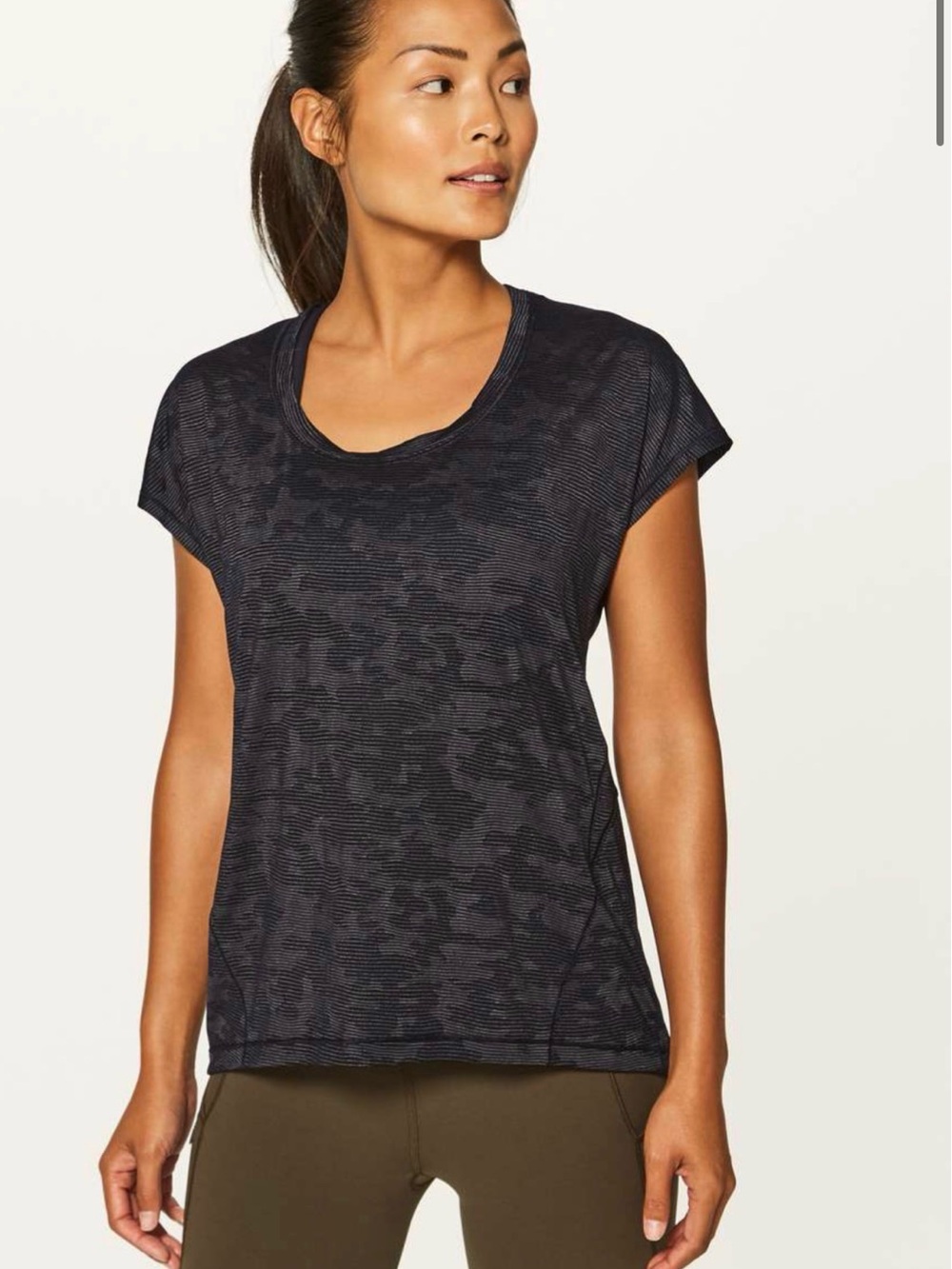 Lululemon Miles Ahead Short Sleeve Black Camo Tee